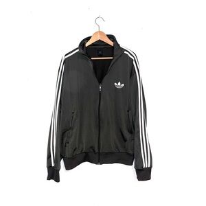 adidas Black Track Jacket with White Stripe Detail